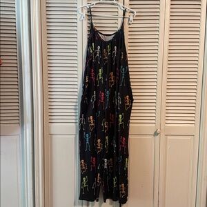 Black jumpsuit with Multicolor Skeleton Design